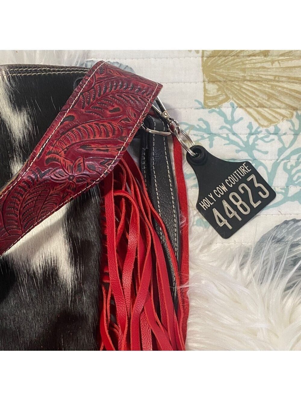 Holy Cow Couture Red and Black Fringe Shoulder/backpack Bag - Picture 7 of 11